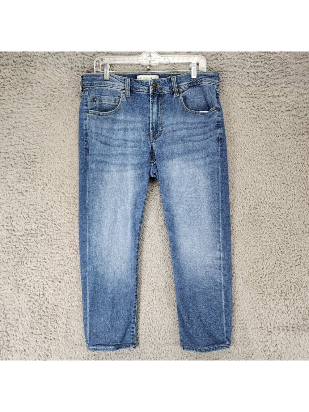 Liverpool Jeans Mens 34x25 Blue Stretch Denim Modern Straight *Altered Read*